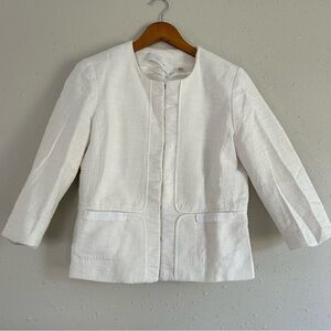 Tahari White Suit Jacket Blazer Formal Cropped Size 10 Business Office